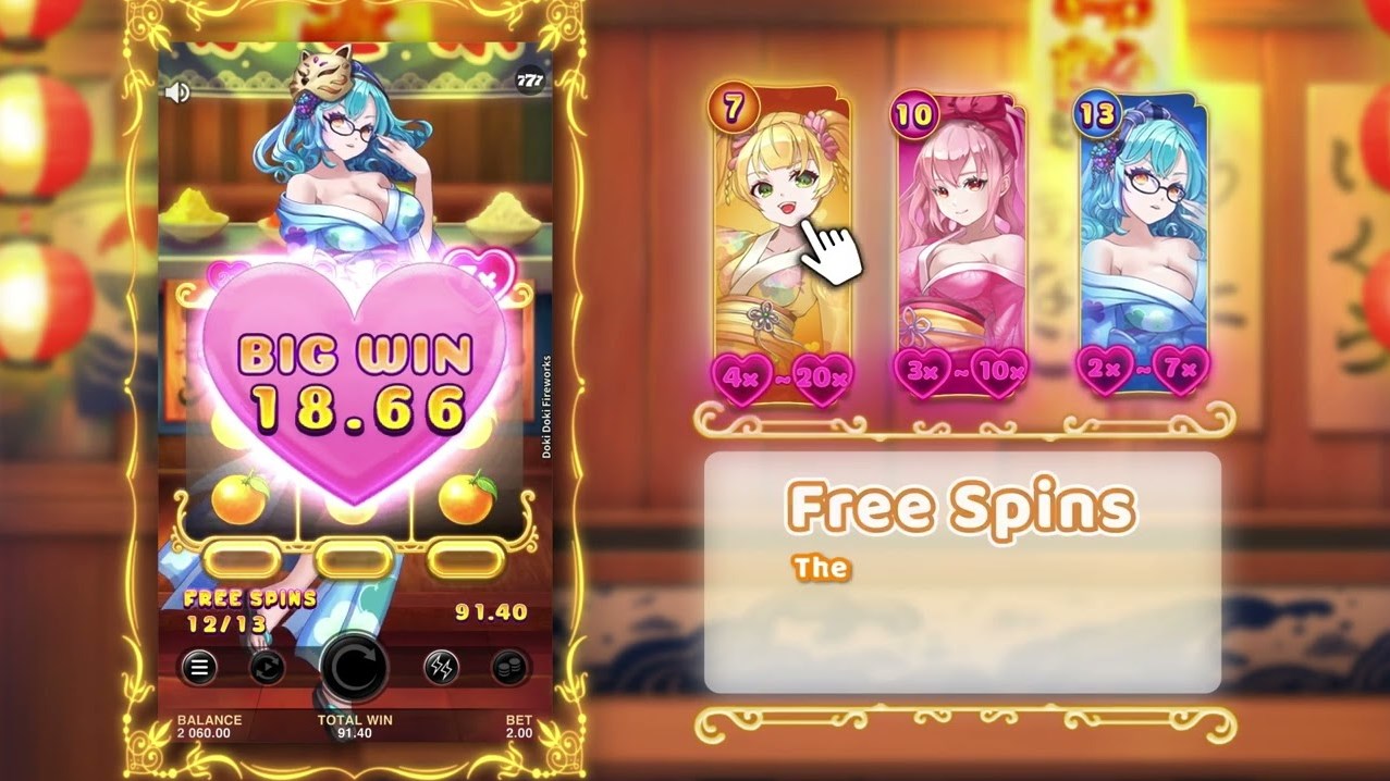 Doki Doki Fireworks slot apk para android图片1