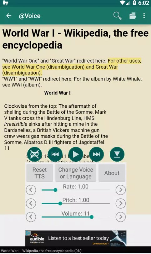 Voice Aloud Reader para Android Download  2.0.4 screenshot 1